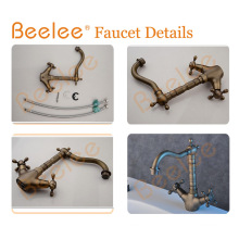 Classic Antique Copper Double Cross Handle Bibcock Basin Tap Mixer Faucet